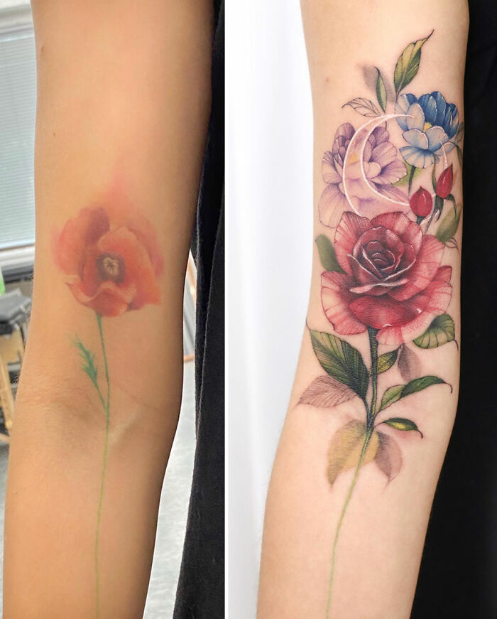 Transformative Elegance: Silo’s Exquisite Flower Tattoos And Expert Cover-UPS