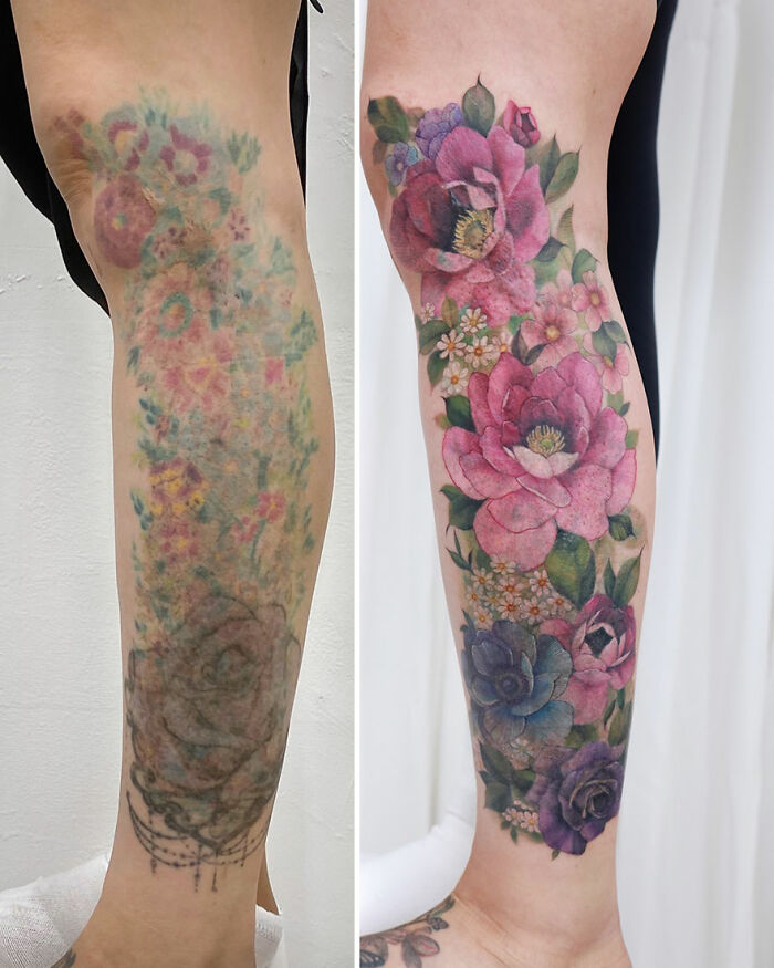 Transformative Elegance: Silo’s Exquisite Flower Tattoos And Expert Cover-UPS