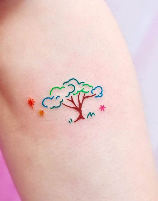 Cute and simple tree tattoo by @soy_tattoo