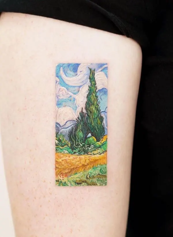 Wheat Field and Cypress Vincent Van Gogh tattoo by @hansantattoo