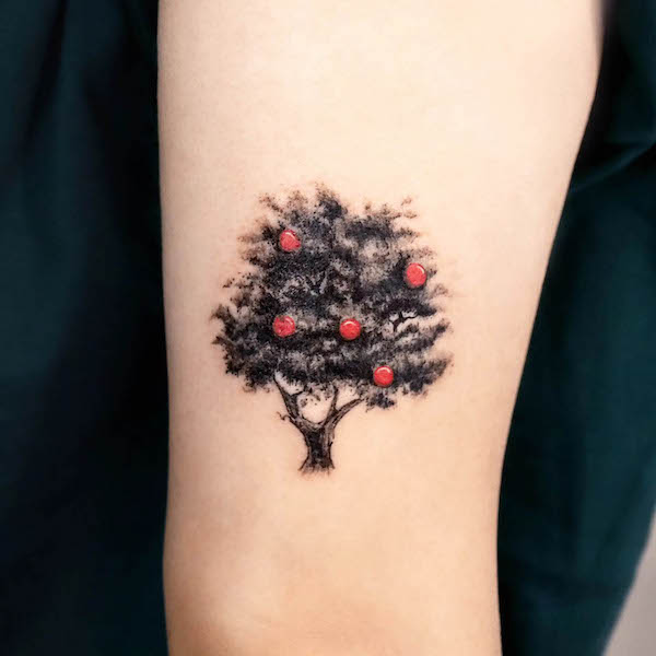 Apple tree tattoo by @keekee_tattoo