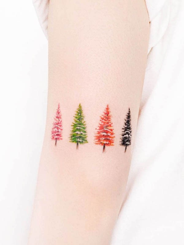 Trees of four seasons tattoo by @tattooist_today_do
