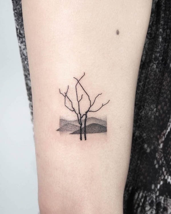 Abstract dead tree tattoo by @yoursohn