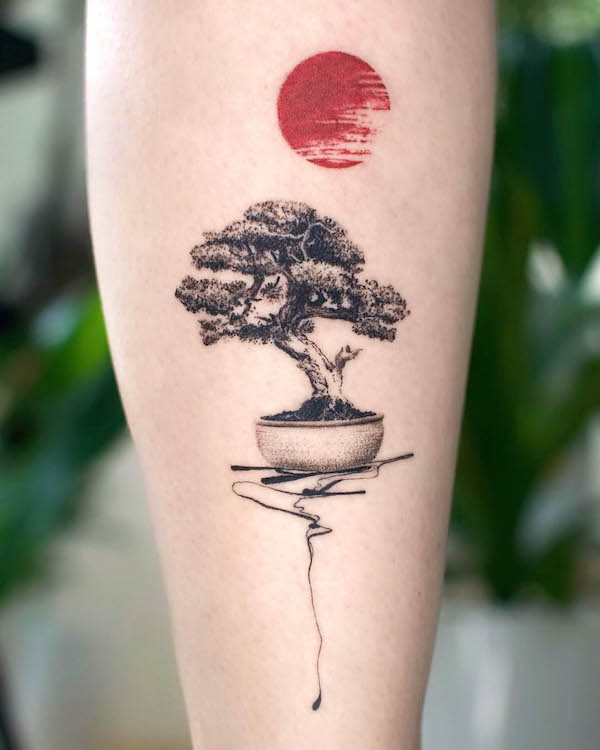 Bonsai tree tattoo by @i.petrova
