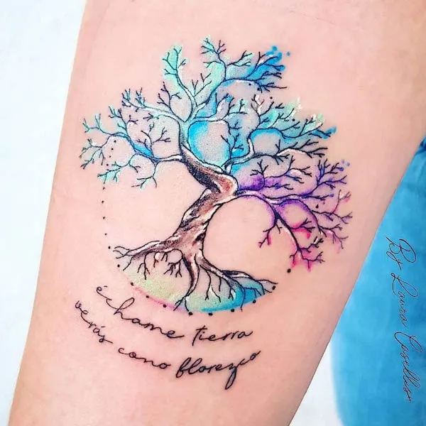 Watercolor tree of life tattoo by @laura.caselle
