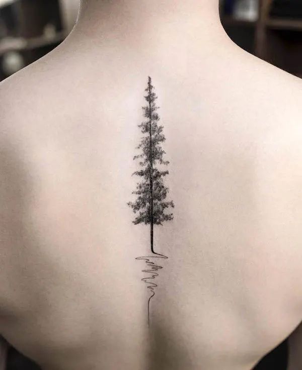 Tree tattoo on the spine by @ilwolhongdam