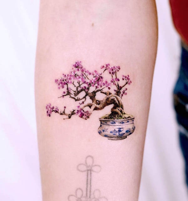 Bonsai tree tattoo by @nok__ink