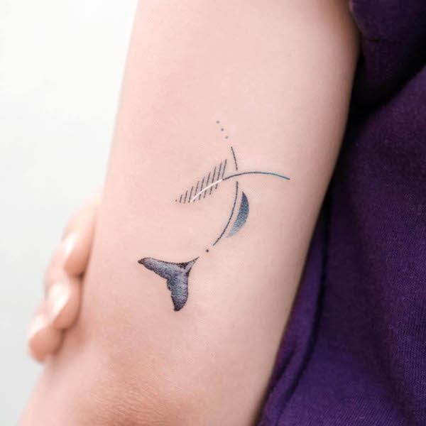 Abstract whale tattoo by @tattooist_basil
