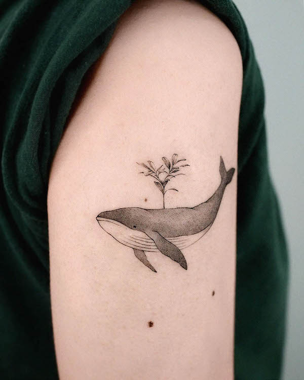 Tree on a whale arm tattoo by @choiyun_tattoo