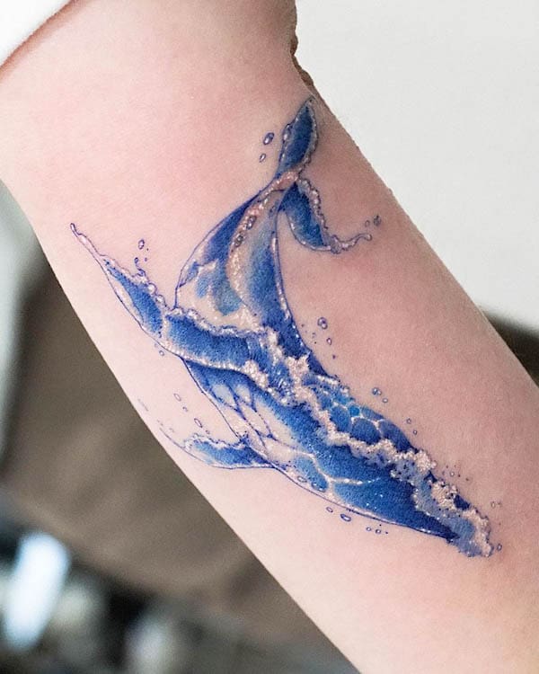 Water whale tattoo by @tattooist.inno