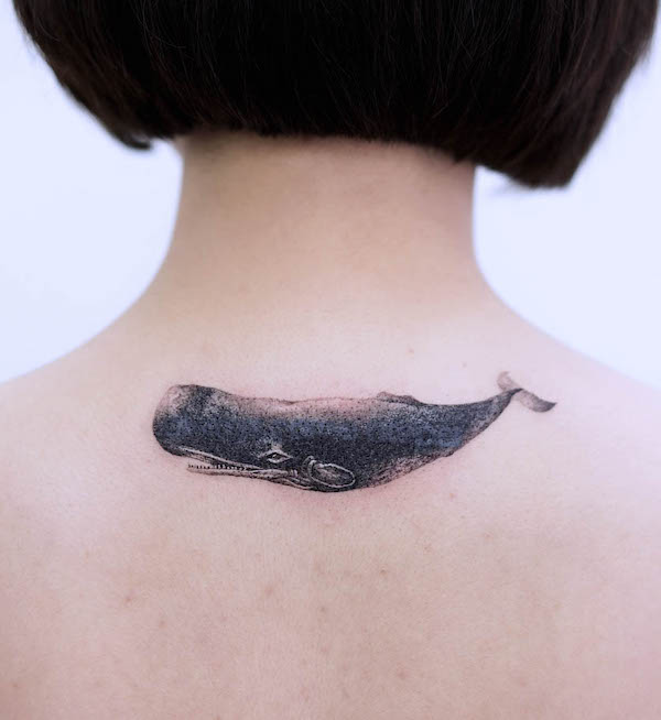 Sperm whale back tattoo by @chiera