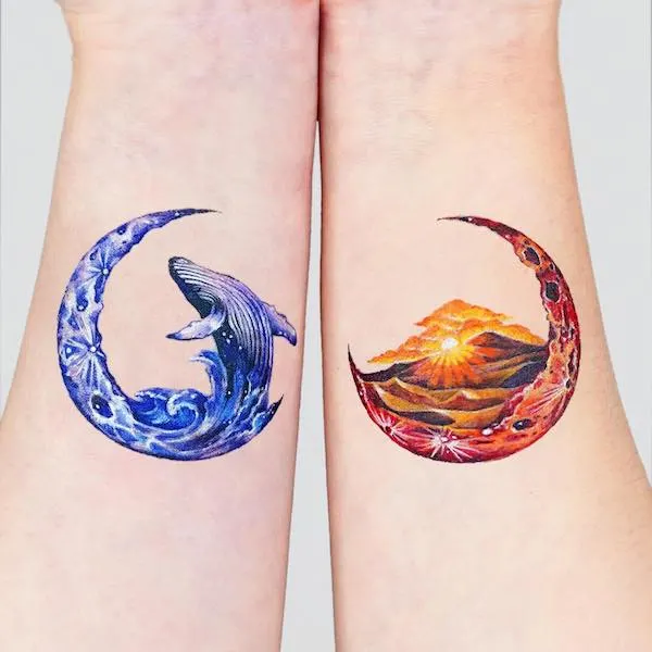 Day and night moon tattoo by @fluffy_tattoo.jpg