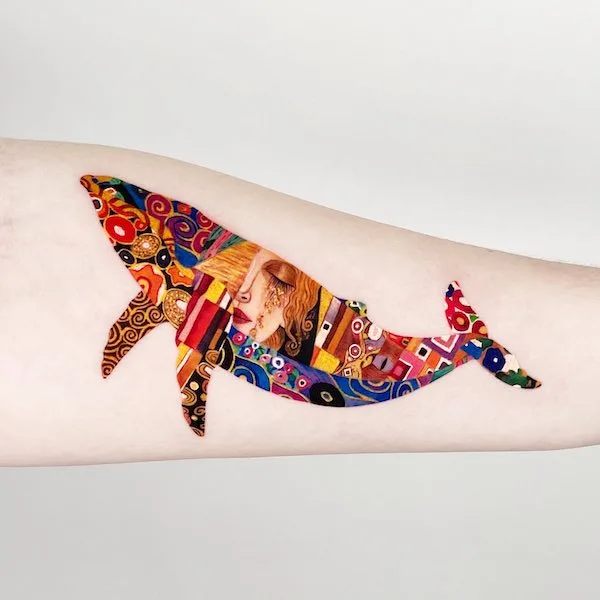 A whale of Klimt tattoo by @jooa_tattoo