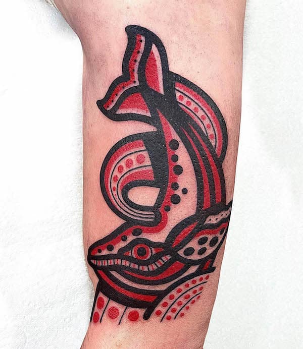 Traditional whale tattoo by @anshin_anshin_tattoo