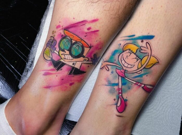 Dexter's Laboratory inspired ankle tattoos