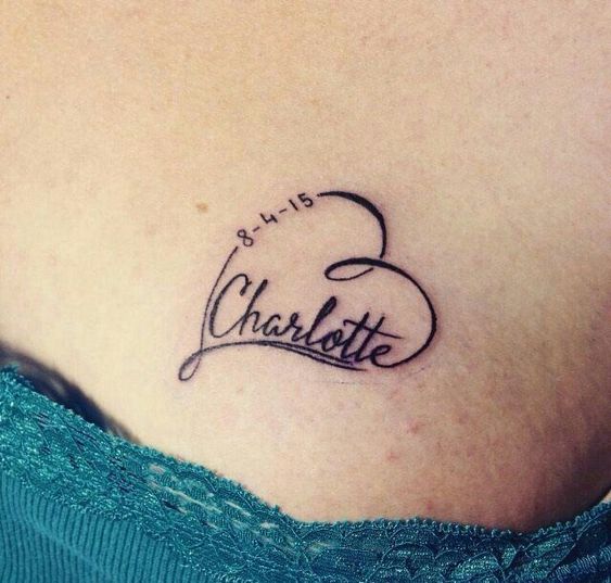 Baby name with date of birth tattoo