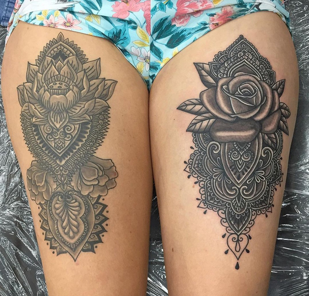 Rose Tattoos For Women's Thighs