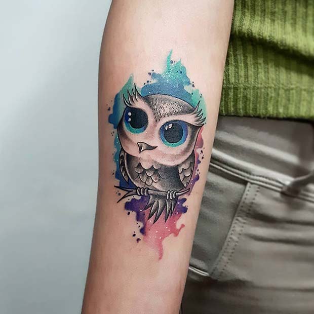 Super Cute Owl Tattoo Design