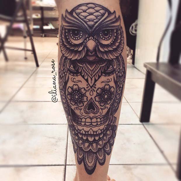 Unique Owl and Sugar Skull Design