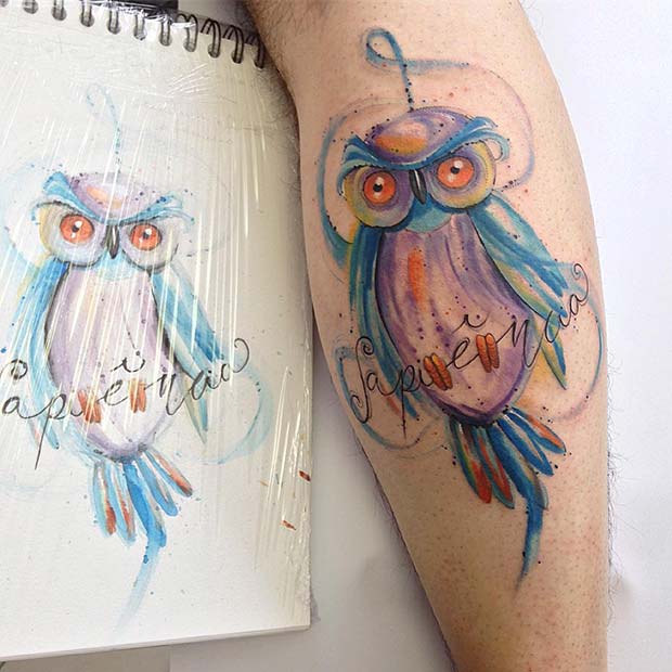 Watercolor Owl Design