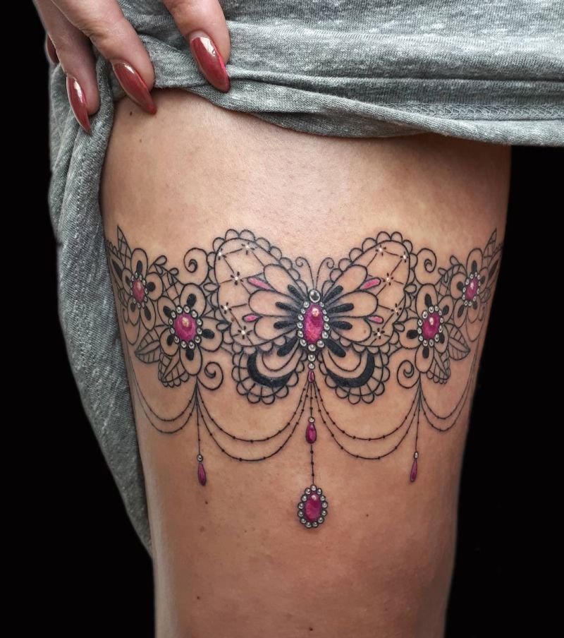 lace garter tattoo