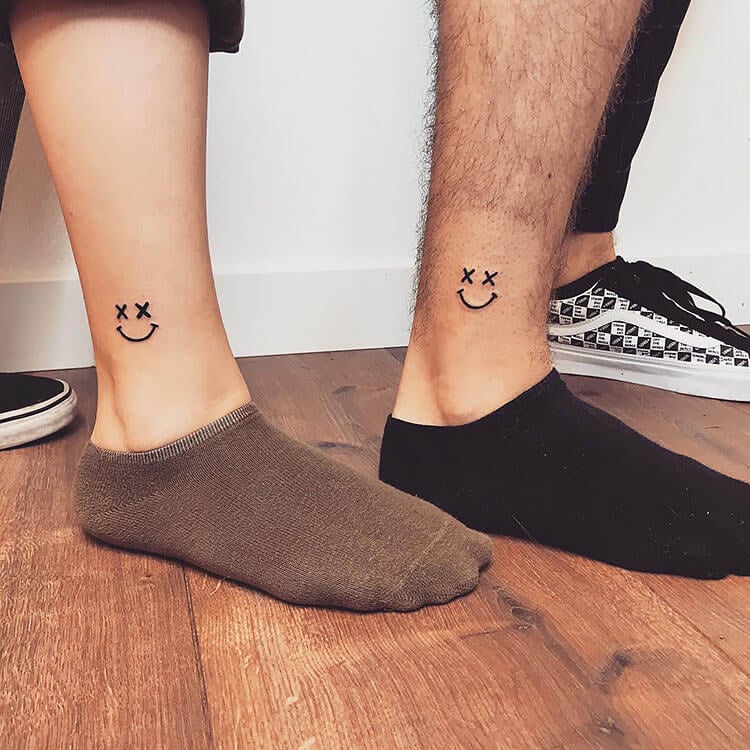 Matching Smiley Face Tattoos