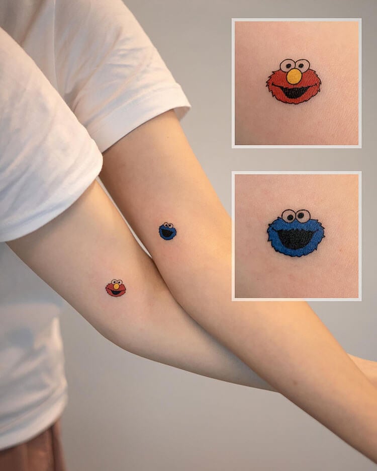 Elmo and Cookie Monster Tattoo