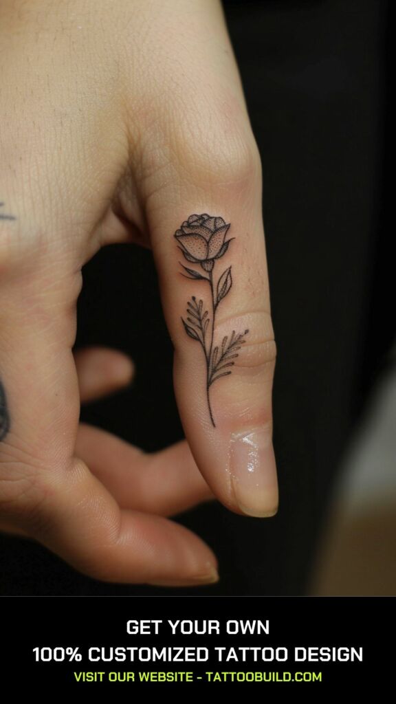 finger floral tattoo