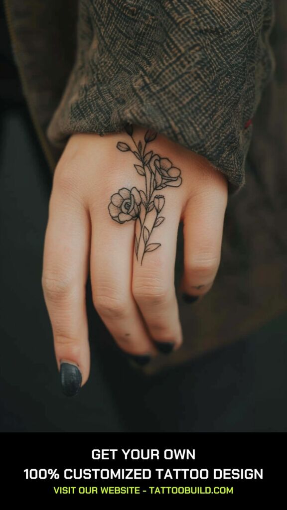 finger floral tattoo