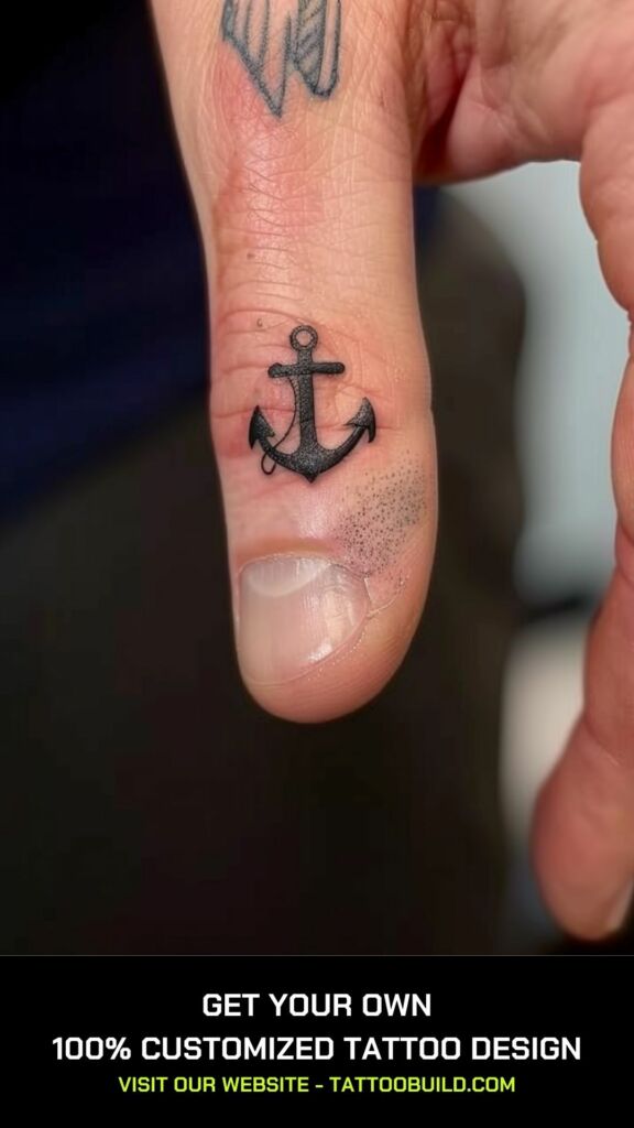 anchor finger tattoo