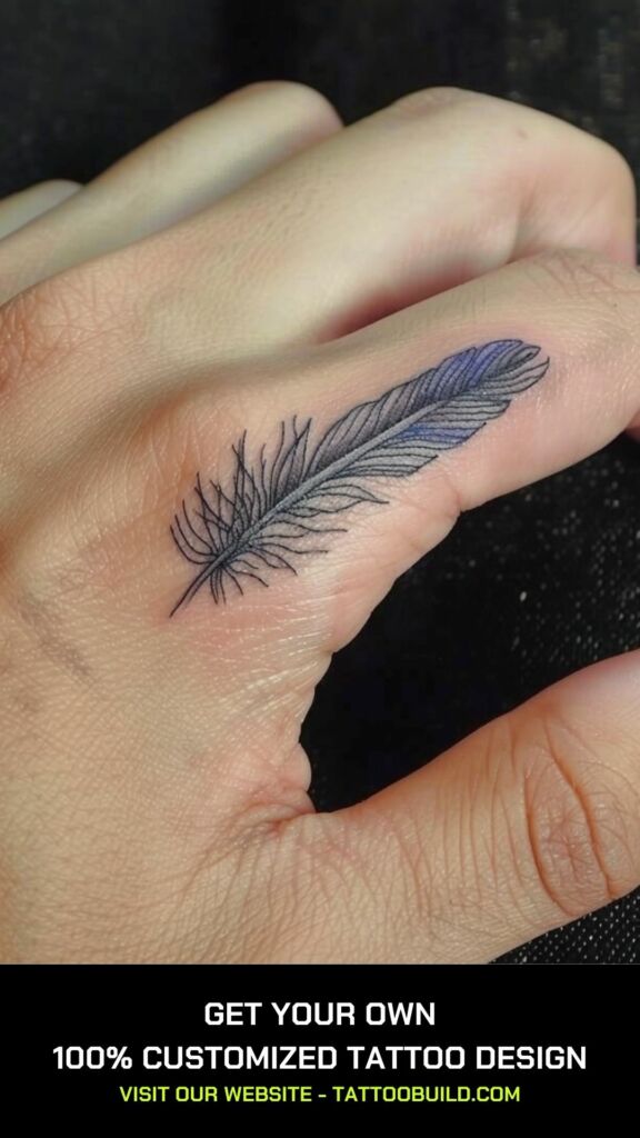 feather finger tattoo