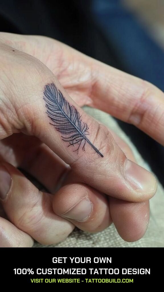 feather finger tattoo