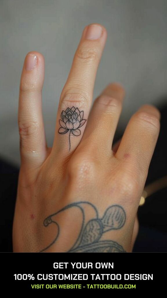 lotus flower finger tattoo