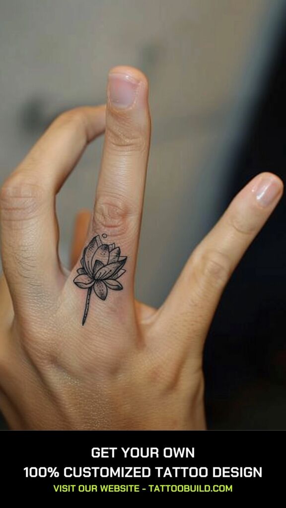 lotus flower finger tattoo