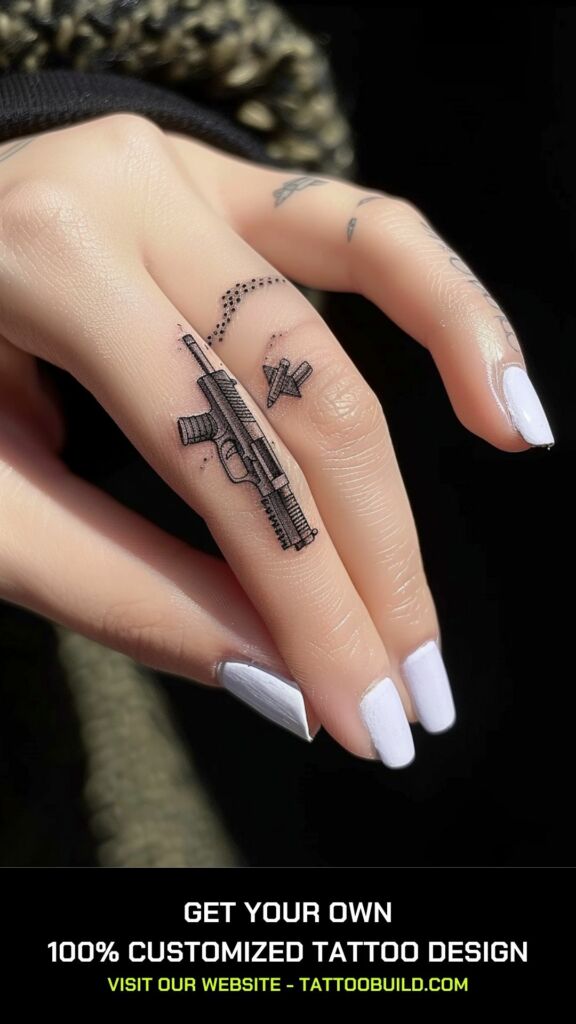 small gun finger tattoo