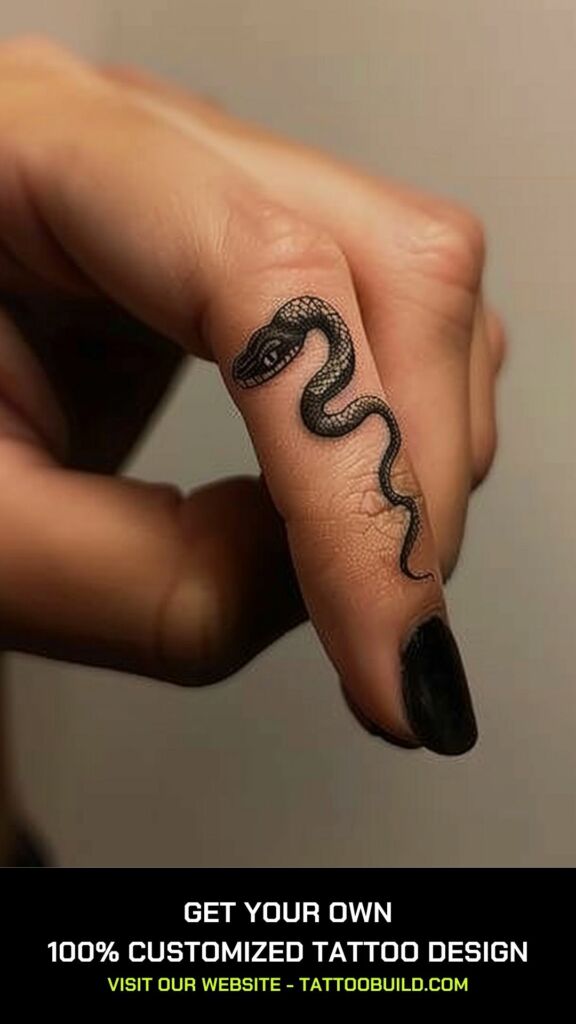 tiny snake finger tattoo