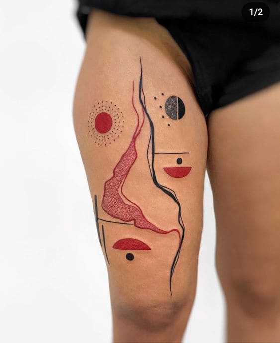 Abstract Woman Leg Tattoos 1