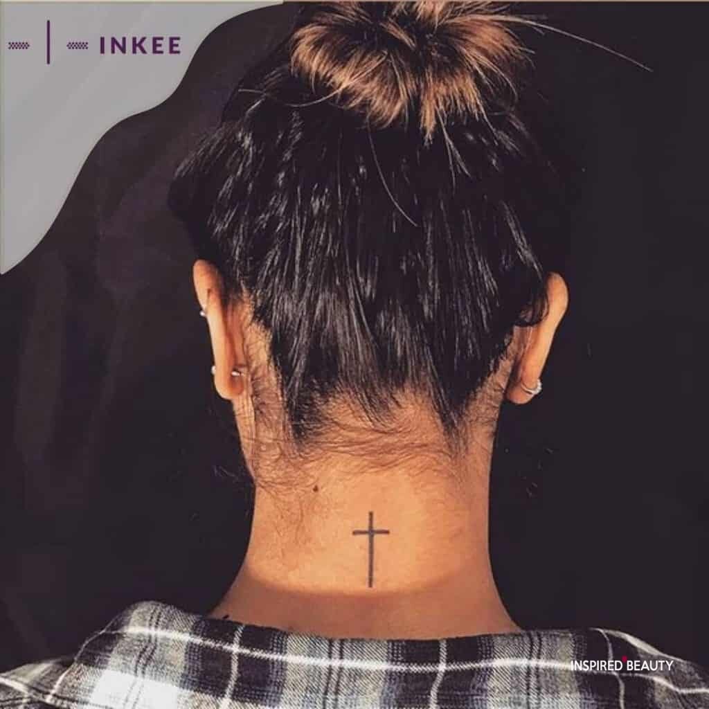 cross neck tattoo