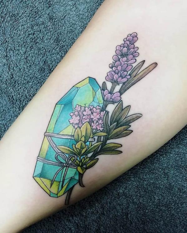 Crystal and Lavender Tattoo