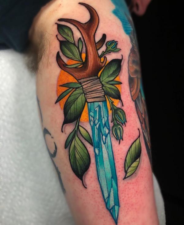 Crystal dagger tattoo