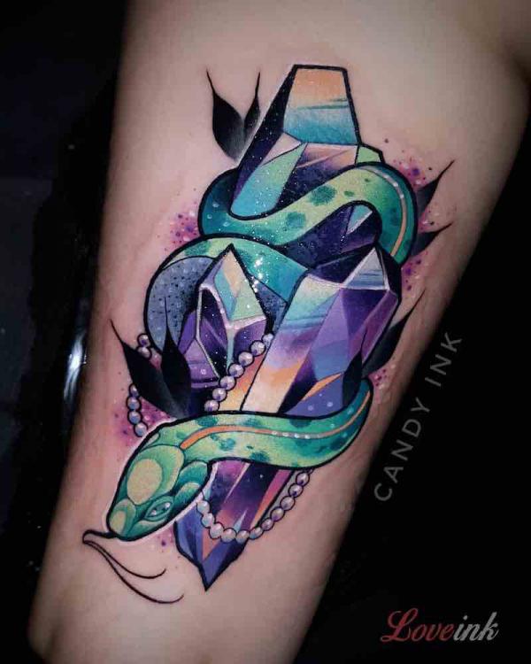 Crystal snake tattoo