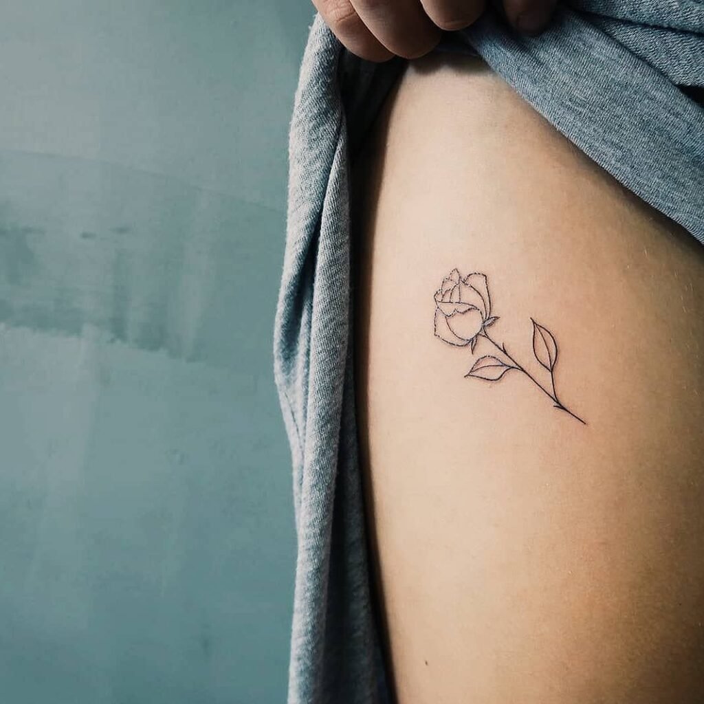 cute and simple outline rose tattoo