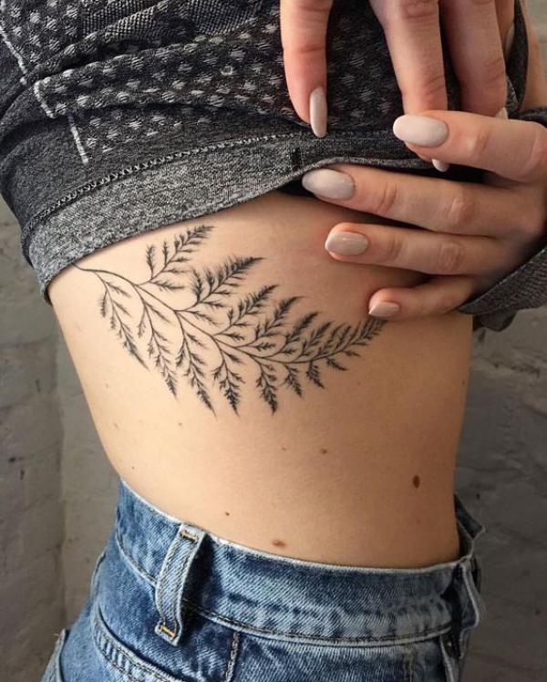 Fern side boob tattoo