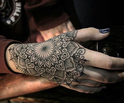 hand pattern mandala tattoo design