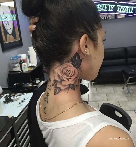 rose neck tattoo