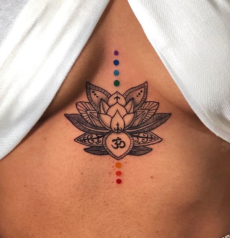 Lotus Chakra Sternum Tattoo