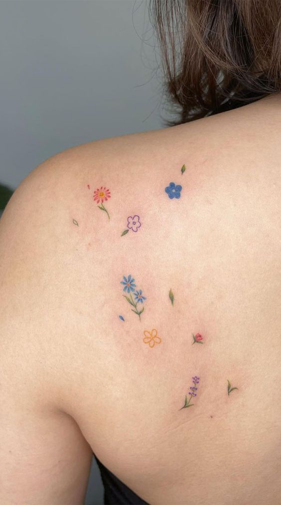 Multiple Colorful Flower Tattoos 2