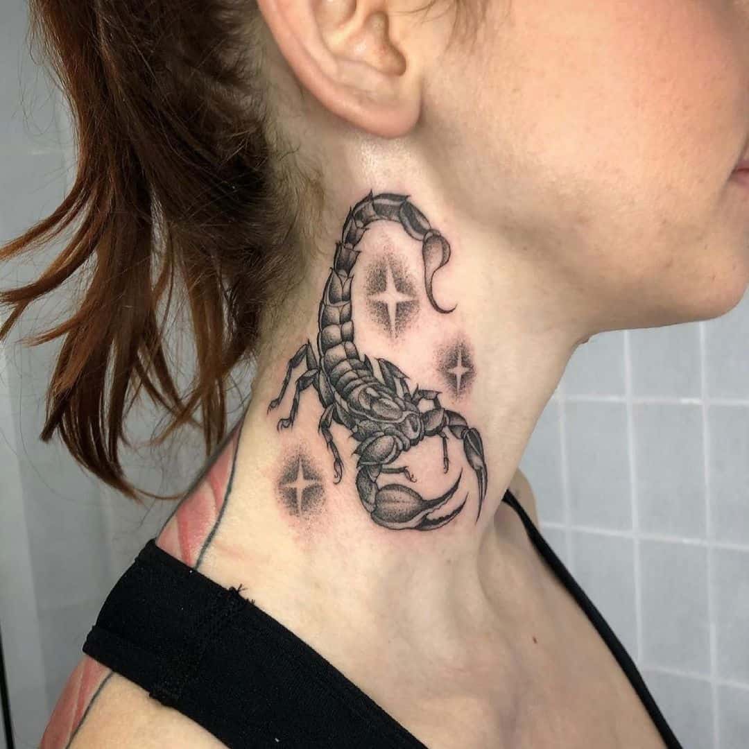 Neck Scorpio Tattoo Ideas 5