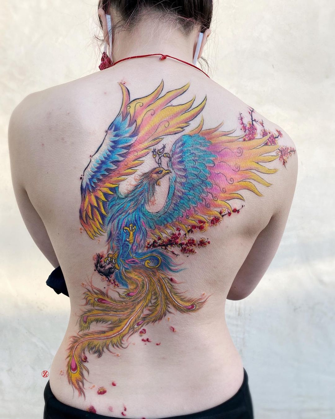 Phoenix Bird Back Tattoo