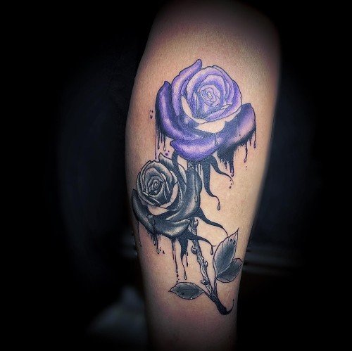 Purple and black rose tattoo design ideas